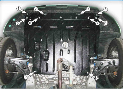 Защита двигателя и КПП FIAT Qubo (2008-2021+) 1,3; 1,4; 1,4D