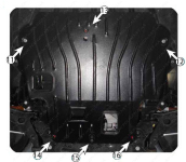 Защита двигателя и КПП FORD Tourneo (Transit) Connect (2013-2019)1,6DCi; 2,5; 1,5